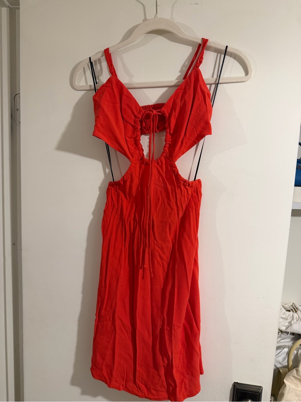H&M Red Backless Cutout Tie Dress